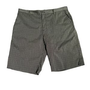 Adidas men's 36W shorts black/white/green plaid